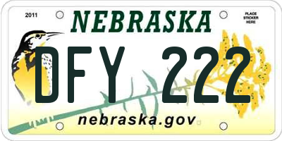 NE license plate DFY222
