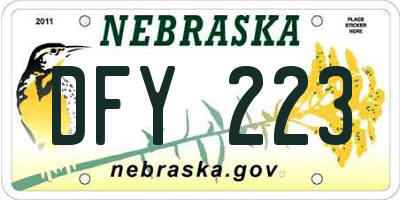 NE license plate DFY223