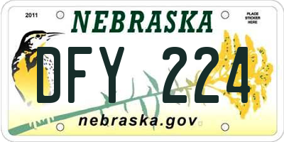 NE license plate DFY224