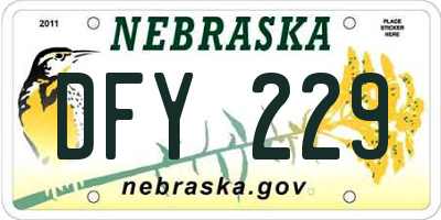 NE license plate DFY229