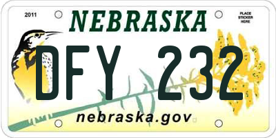 NE license plate DFY232