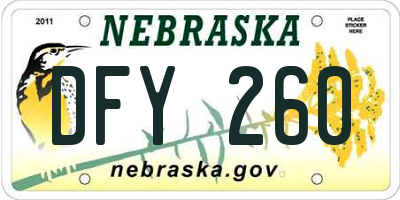 NE license plate DFY260