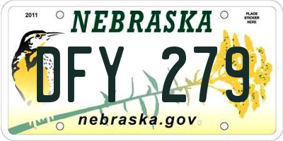 NE license plate DFY279
