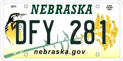 NE license plate DFY281