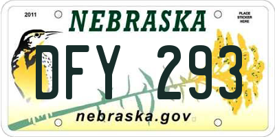 NE license plate DFY293