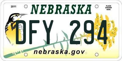 NE license plate DFY294