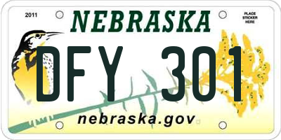 NE license plate DFY301