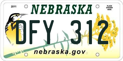 NE license plate DFY312