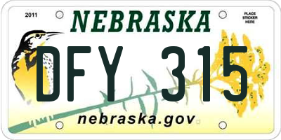 NE license plate DFY315
