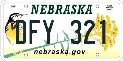 NE license plate DFY321