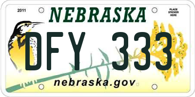 NE license plate DFY333
