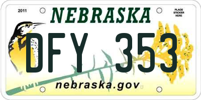NE license plate DFY353