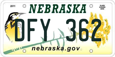 NE license plate DFY362