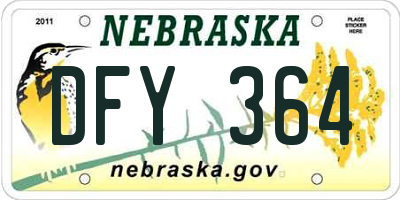NE license plate DFY364