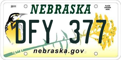 NE license plate DFY377