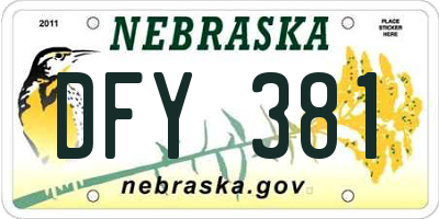 NE license plate DFY381