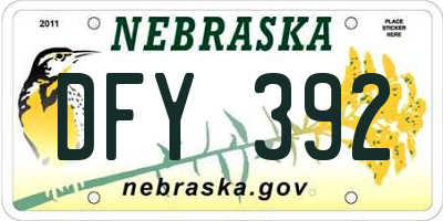 NE license plate DFY392