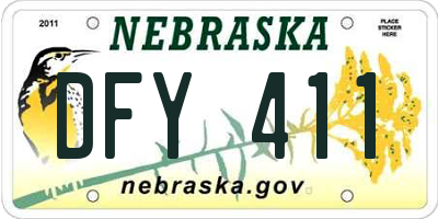 NE license plate DFY411
