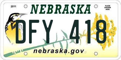 NE license plate DFY418