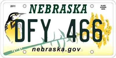 NE license plate DFY466
