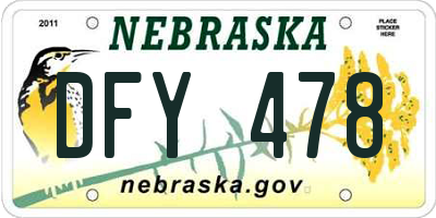 NE license plate DFY478