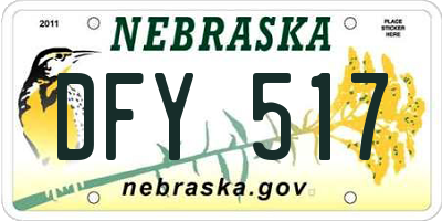 NE license plate DFY517
