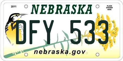 NE license plate DFY533