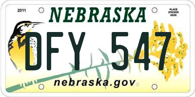 NE license plate DFY547