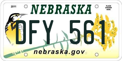 NE license plate DFY561