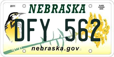 NE license plate DFY562
