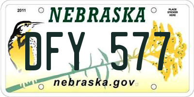 NE license plate DFY577