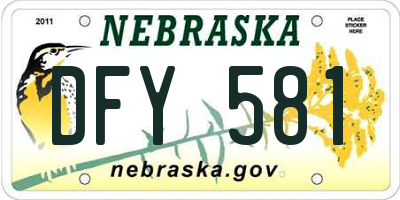 NE license plate DFY581