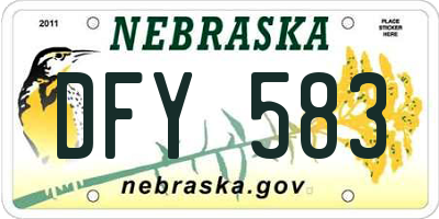 NE license plate DFY583