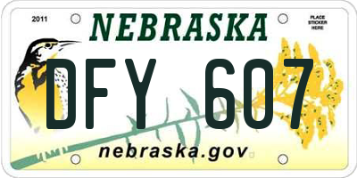 NE license plate DFY607