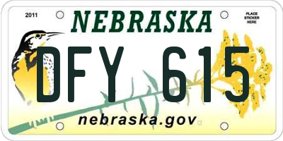 NE license plate DFY615