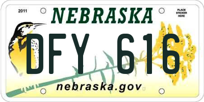 NE license plate DFY616