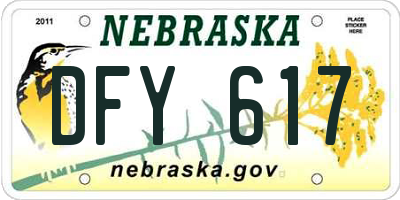 NE license plate DFY617