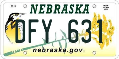 NE license plate DFY631