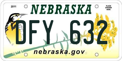NE license plate DFY632