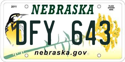 NE license plate DFY643