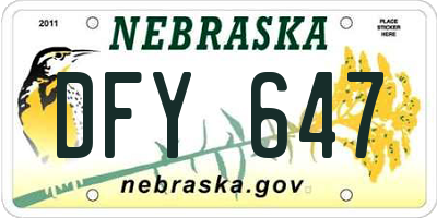 NE license plate DFY647