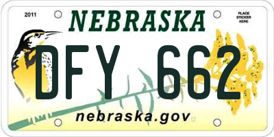 NE license plate DFY662