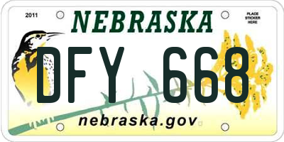 NE license plate DFY668