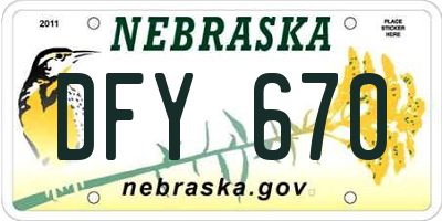 NE license plate DFY670