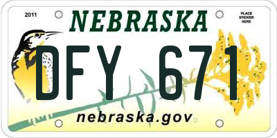 NE license plate DFY671