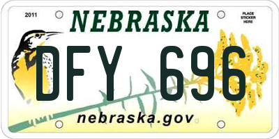 NE license plate DFY696
