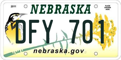 NE license plate DFY701