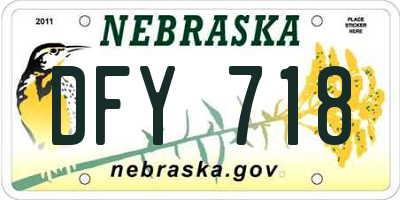 NE license plate DFY718