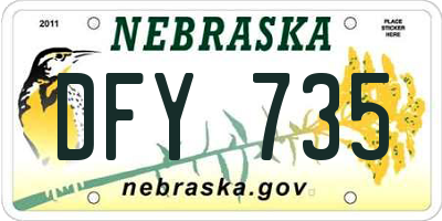 NE license plate DFY735