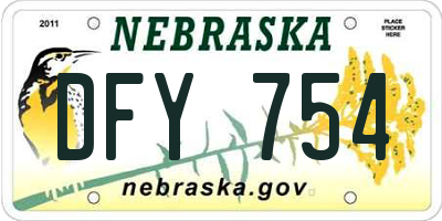 NE license plate DFY754